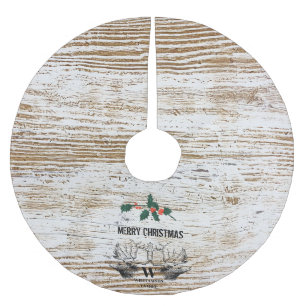 Rustikale Holztextur Hirschbaum Weihnachten Polyester Weihnachtsbaumdecke