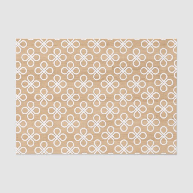 Rustikale Holztextur mit weißer geometrischer Flor Seidenpapier (Vorderseite)