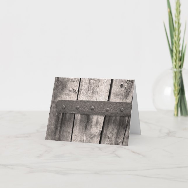 Rustikale Holztür und -haken Karte (Vorderseite)