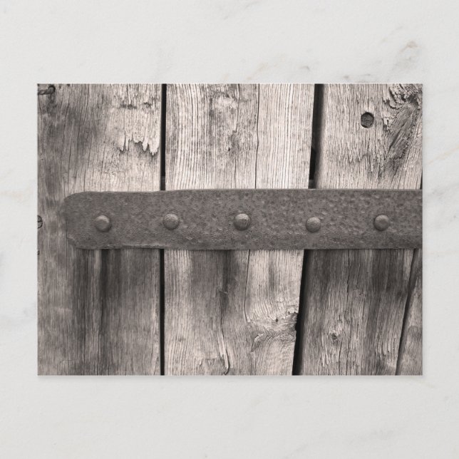Rustikale Holztür und -haken Postkarte (Vorderseite)