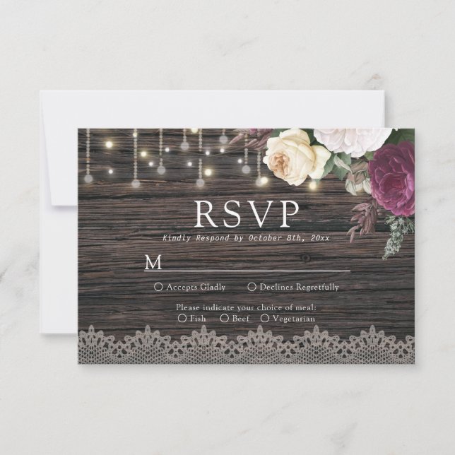 Rustikale Holzverheiratung RSVP mit Wahlmöglichkei (Vorderseite)