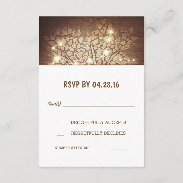 Rustikale Holzverheiratungskarten RSVP Karte (Vorderseite)