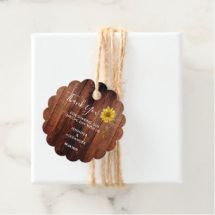 Rustikale Holzwasserfarbe Sonnenblume Hochzeit Dan Geschenkanhänger