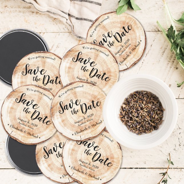 Rustikale HolzWedding Speichern Sie das Datum Pers Magnet (Von Creator hochgeladen)