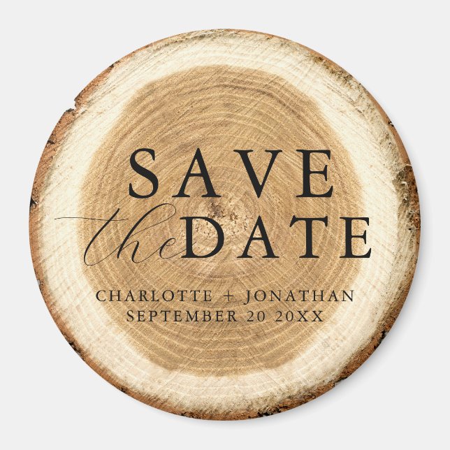 Rustikale HolzWedding speichert das Date Magnet (Vorne)