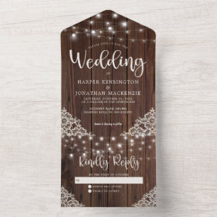 Rustikale Holzwinger-Hochzeit All In One Einladung