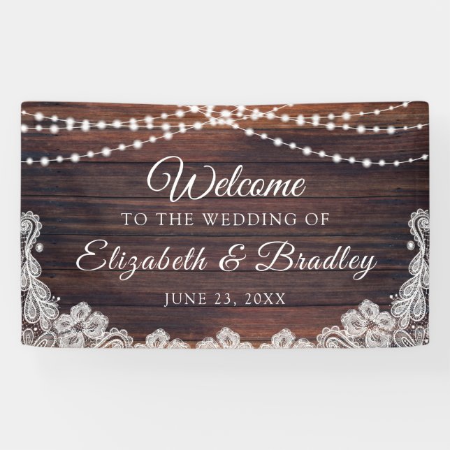 Rustikale Holzwinger-Hochzeit Banner (Horizontal)
