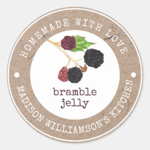 Rustikale Homemade mit Liebe BlackBerry Bramble Je Runder Aufkleber