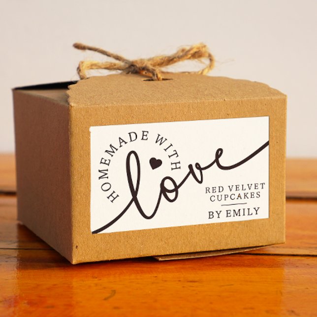 Rustikale Homemade mit Liebe Script Backwaren Rechteckiger Aufkleber (Von Creator hochgeladen)