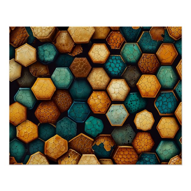 Rustikale Honeycomb Textured Abstrakt Art Poster (Vorderseite)