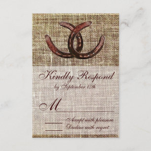 Rustikale Horseshoes Burlap Print Wedding RSVP Car