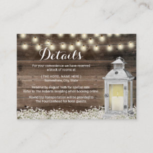 Rustikale Hotelunterbringungs-Vintage Laterne Begleitkarte