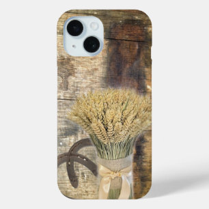rustikale Hufeisen aus Stallholz Western iPhone 15 Hülle