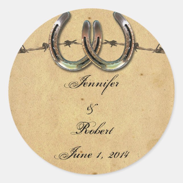 Rustikale Hufeisen Barbed Umschlag Aufkleber (Vorderseite)