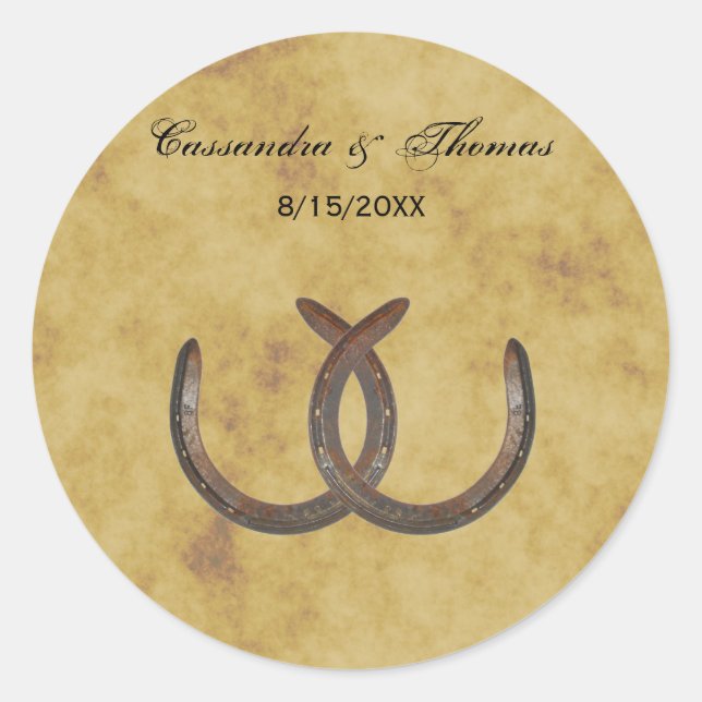 Rustikale Hufeisen beängstigende BG-Umschlag Aufkl Runder Aufkleber (Vorderseite)