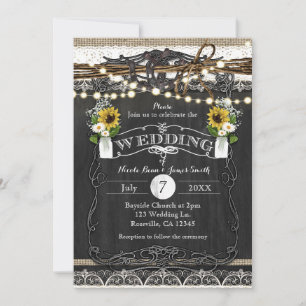 Rustikale Hufeisen & Blume Hochzeitseinladungen Einladung