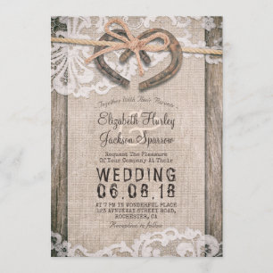 Rustikale Hufeisen Burlap Lace Barn Wedding Einladung