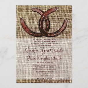 Rustikale Hufeisen Burlap Print Wedding Einladunge Einladung