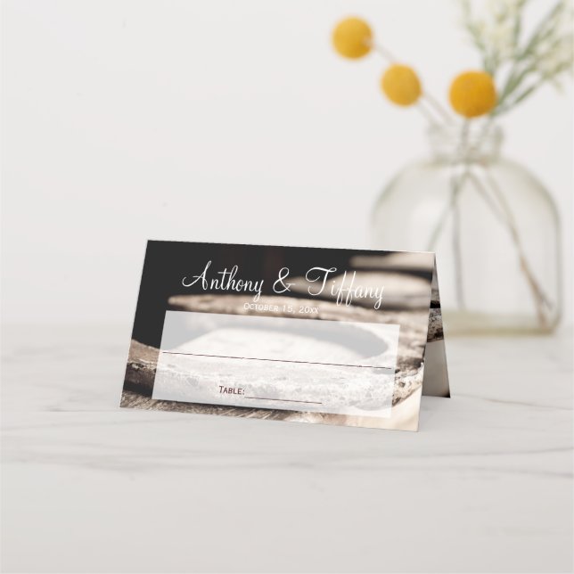 Rustikale Hufeisen Cowboy Wedding Platzkarte (Vorderseite)