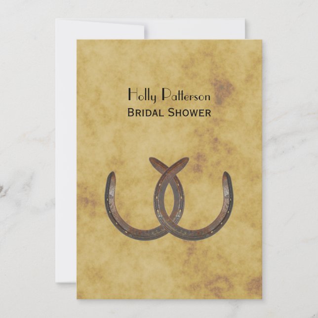 Rustikale Hufeisen gestört BG V Brautparty Einladung (Vorderseite)