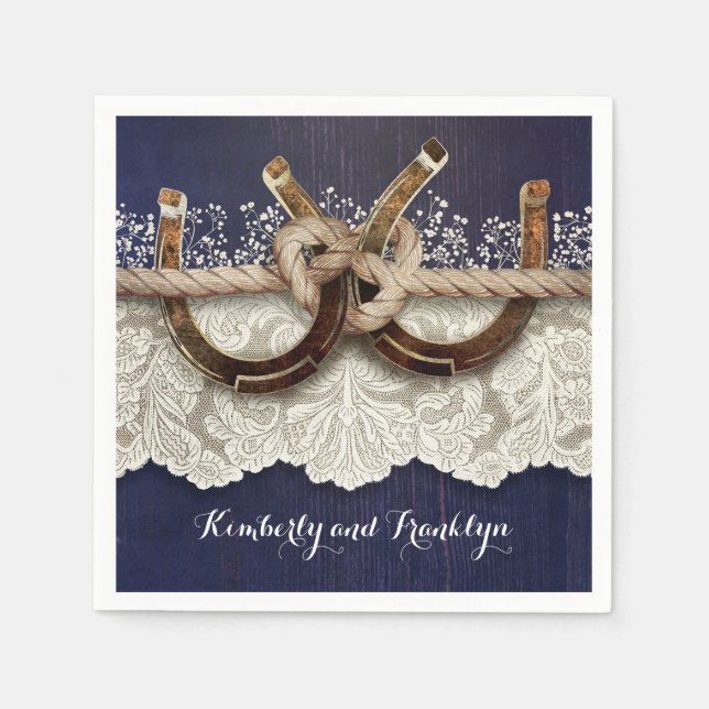 Rustikale Hufeisen Hochzeit der Hochzeitsnacht aus Serviette (Vorderseite)