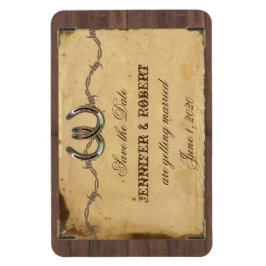 Rustikale Hufeisen Hochzeit retten das Datum Magnet