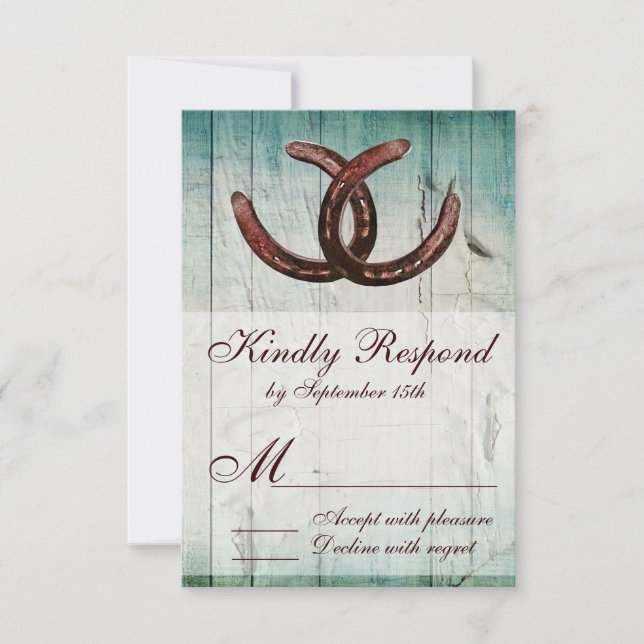 Rustikale Hufeisen im Landstil Hochzeit RSVP Karte (Vorderseite)