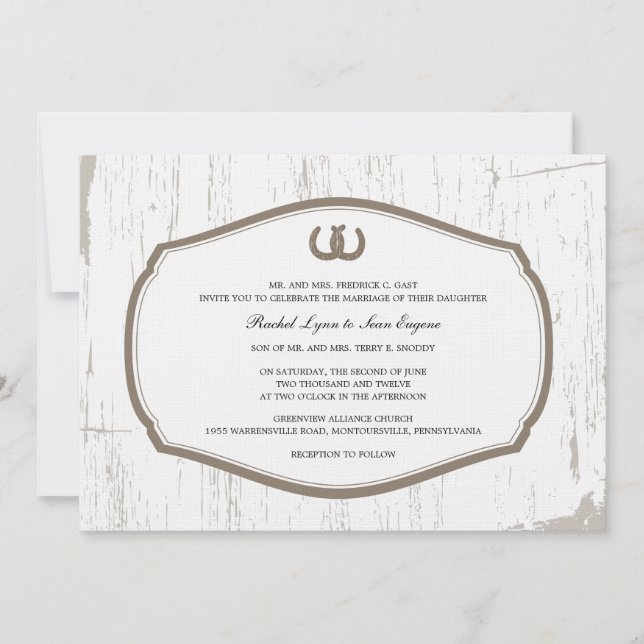 Rustikale Hufeisen-Scheunen-Hochzeit Einladung (Vorderseite)