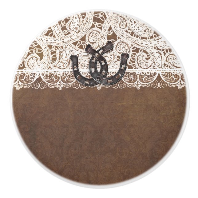 Rustikale Hufeisen & Spitzen Western Elegant Keramikknauf (Vorderseite)