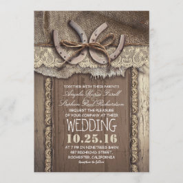 Rustikale Hufeisen und Burlap Lace Wedding Einladung