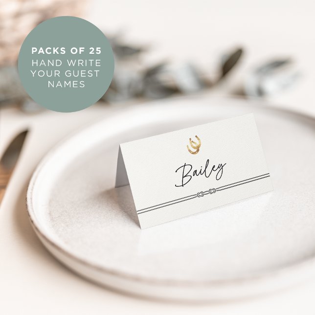 Rustikale Hufeisen und Seidentrimm Platzkarte (Von Creator hochgeladen)