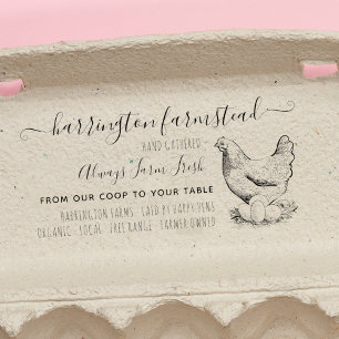 Rustikale Hühnerfamilie Frische Eierkarton Permastempel