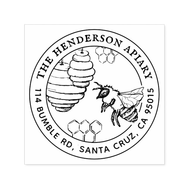 Rustikale Hummelblume Sketch Runde Rücksendeadress Permastempel (Design)