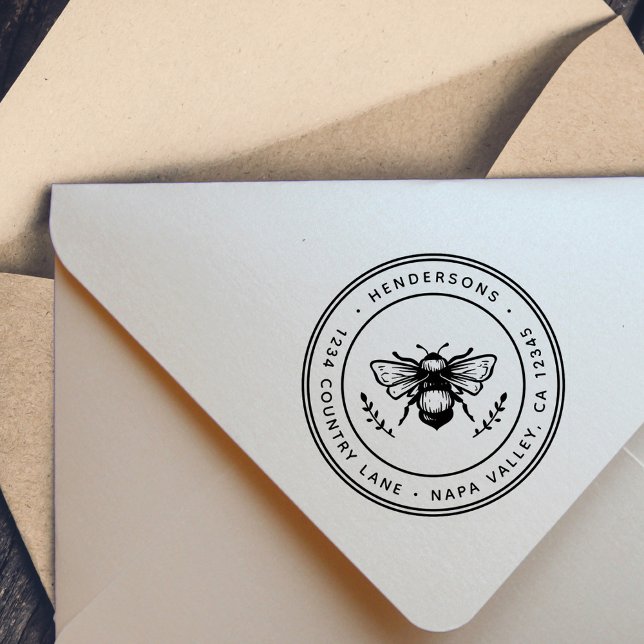 Rustikale Hummelrunde Rücksendeadresse Gummistempel (Von Creator hochgeladen)