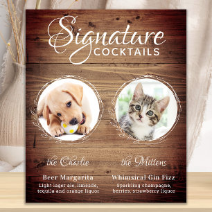 Rustikale Hundeschrift Getränke für Haustiere Hoch Poster