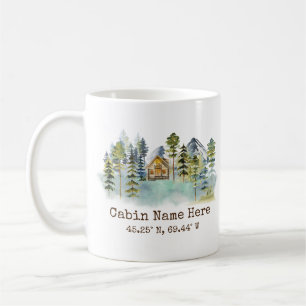 Rustikale Hütte Benutzerdefinierte Koordinaten Pin Kaffeetasse