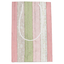Rustikale Hütte Grün und Rosa Blumenholz Chic Mittlere Geschenktüte