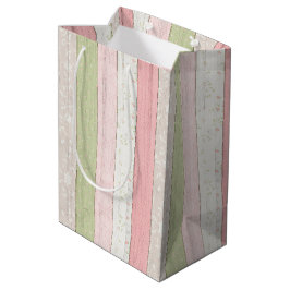Rustikale Hütte Grün und Rosa Blumenholz Chic Mittlere Geschenktüte
