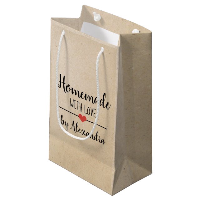Rustikale Hütte mit Liebe kraft kleine Geschenktüt Geschenktüte (Vorderseite Schrägansicht)