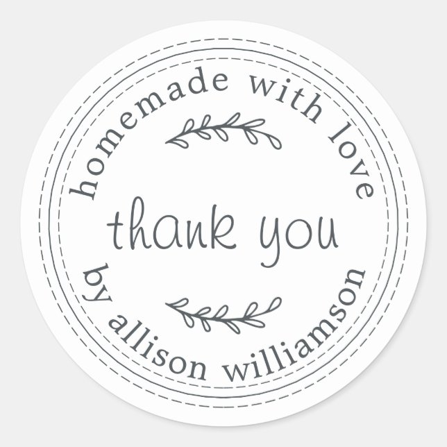 Rustikale Hütte mit Liebe Schwarz-weiß Danke Runder Aufkleber (Vorderseite)