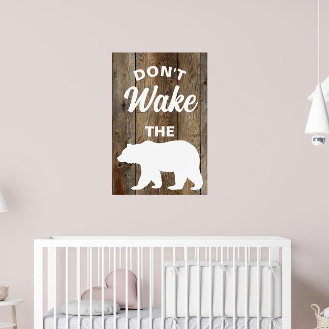 Rustikale Hütte, Weck das Bärenholzzeichen nicht! Poster (Kinderzimmer 2)