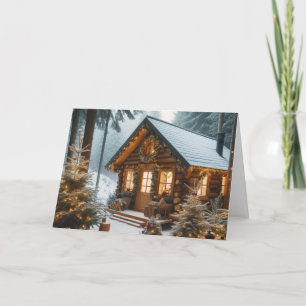 Rustikale Hütte Weihnachtsgrußkarten Feiertagskarte
