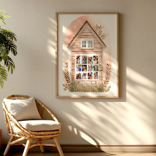 Rustikale Hütten-Fotocollage drucken Poster