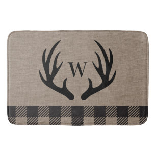 Rustikale Hüttenlodge Antler Mit Monogramm Bademat Badematte