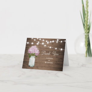 Rustikale Hydrangea Mason Jar String Lights Dankeskarte