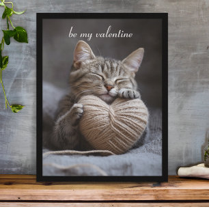 Rustikale Hygge Valentinstag Streifenkatze Kuschel Poster