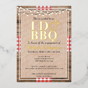Rustikale I Do BBQ Verlobungsparty Paarschwamm Folieneinladung