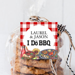 Rustikale Ich heirate BBQ Sonnenblumen Verlobungsf Quadratischer Aufkleber