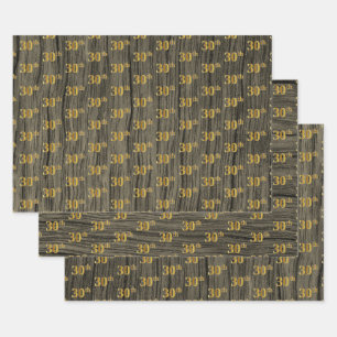 Rustikale Imitat Holzkörner, elegante Imitate Gol Geschenkpapier Set