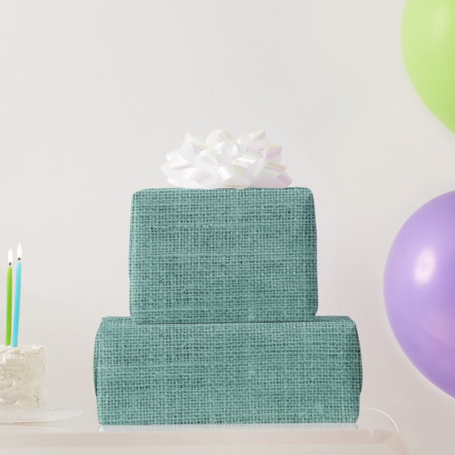 Rustikale Imitate Aquamarin Burlap Textur Geschenkpapier (Partygeschenke)